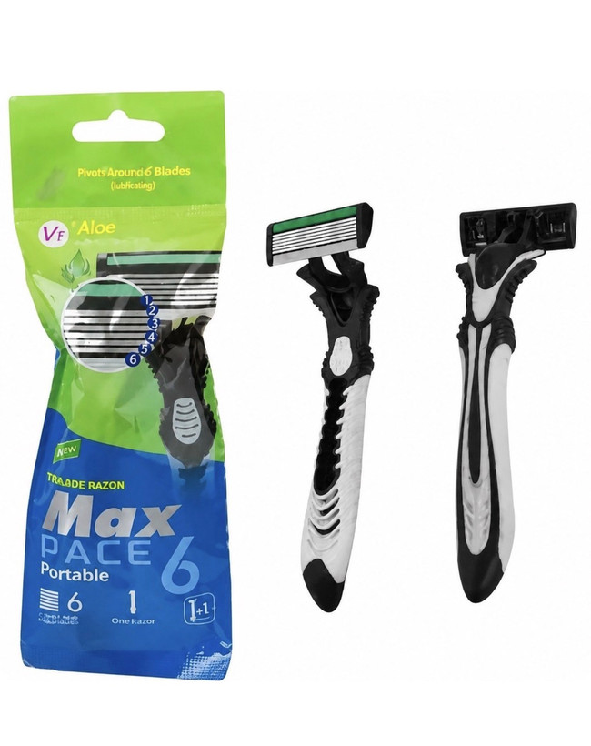 خودتراش ۶ لبه MAX با سری متحرک و دسته ارگونومیک با نوار روان کننده