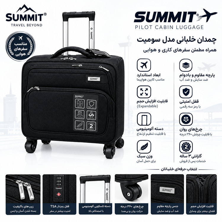 چمدان خلبانی و کابینی هواپیما برند سامیت(SUMMIT) اصل