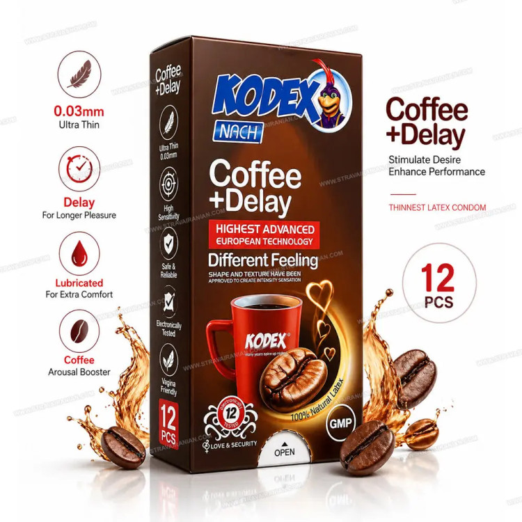 کاندوم تاخیری ناچ کدکس مدل Coffee Delay+Coffee | بسته ۱۲ عددی