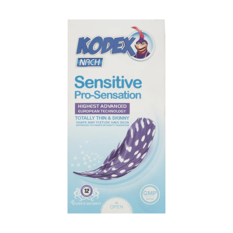 کاندوم فوق نازک و روانکننده ناچ کدکس مدل Sensitive Pro-Sensation | بسته ۱۲ عددی